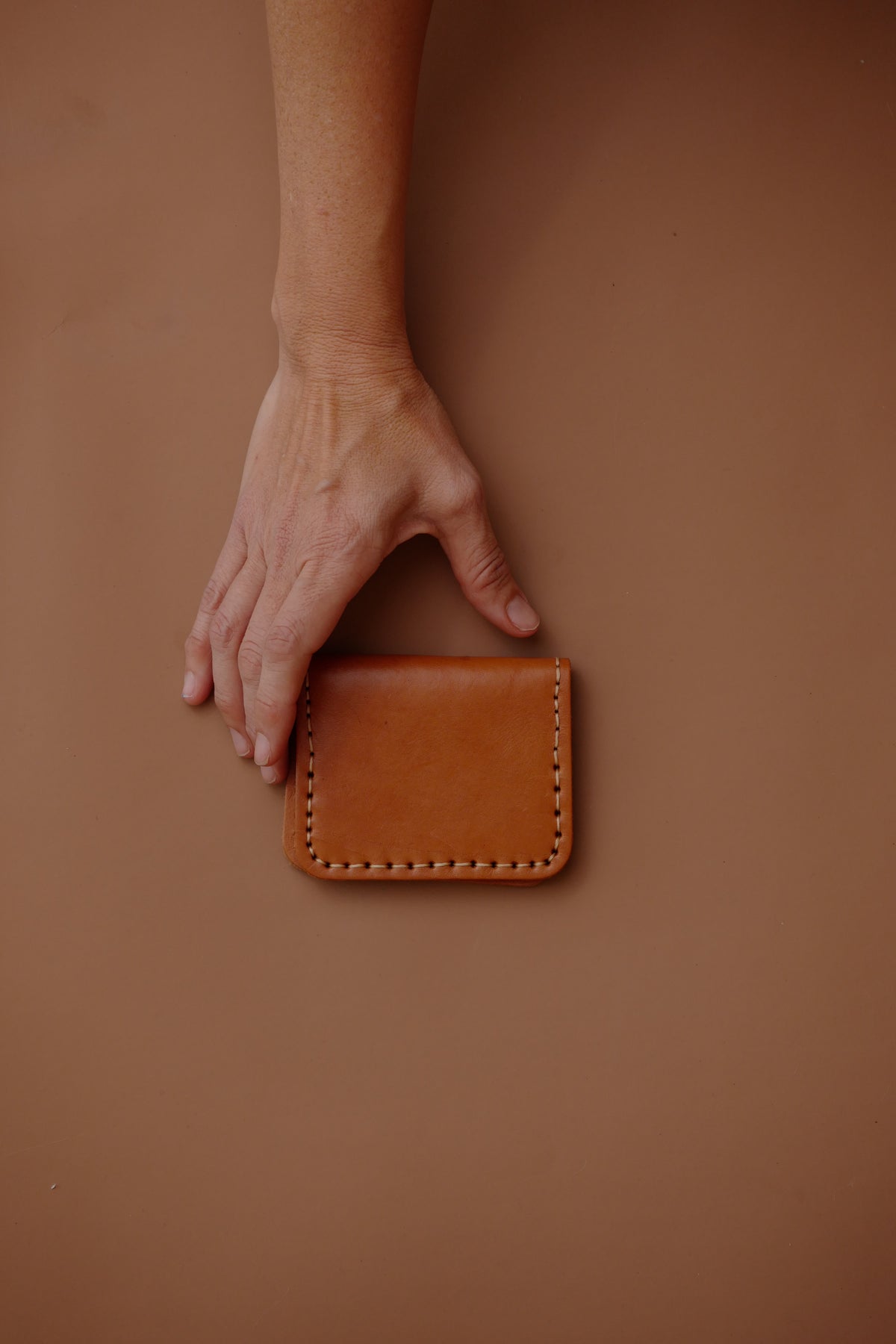 Leather Cardholder Wallet Camel