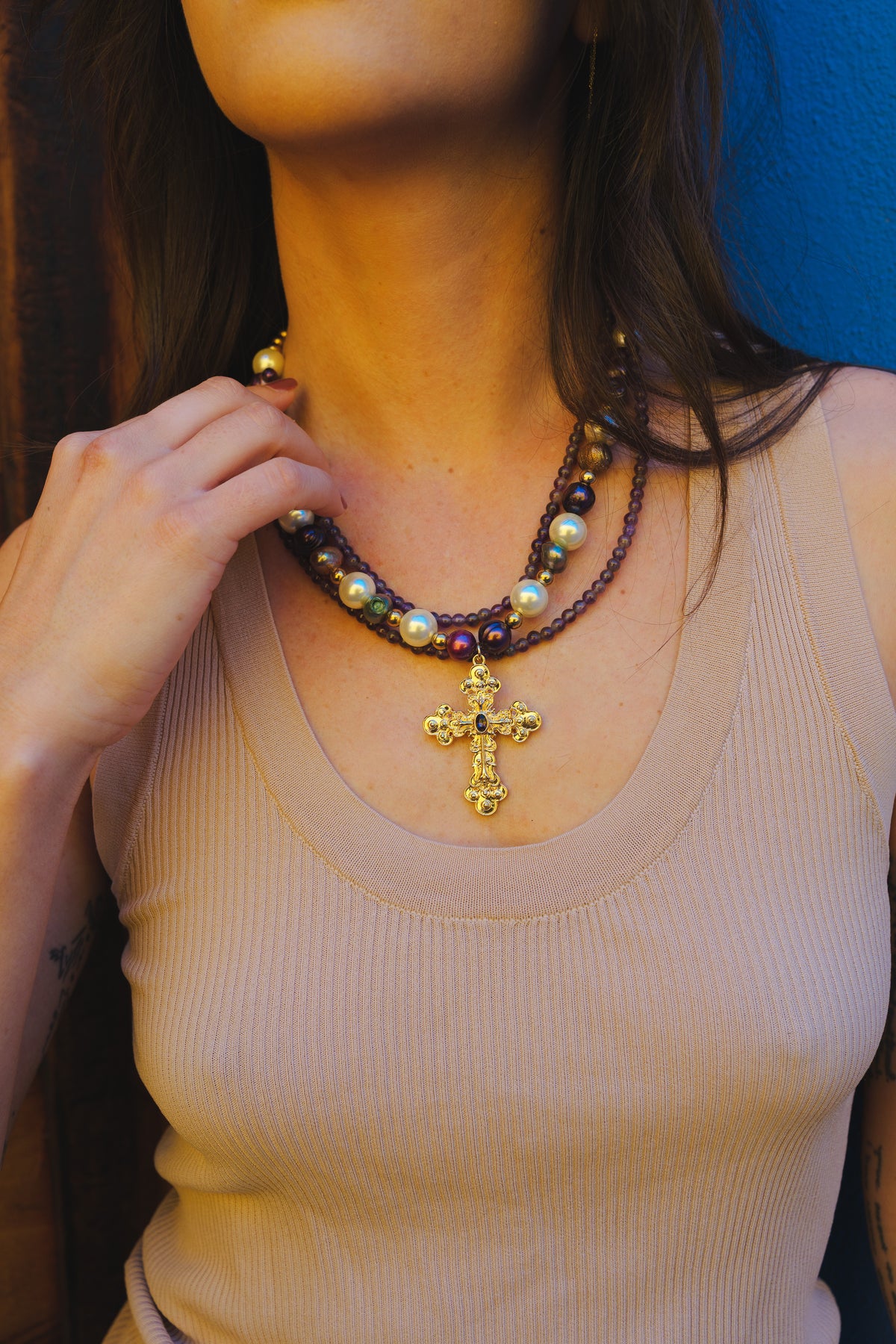 La Madonna Bib Necklace Purple