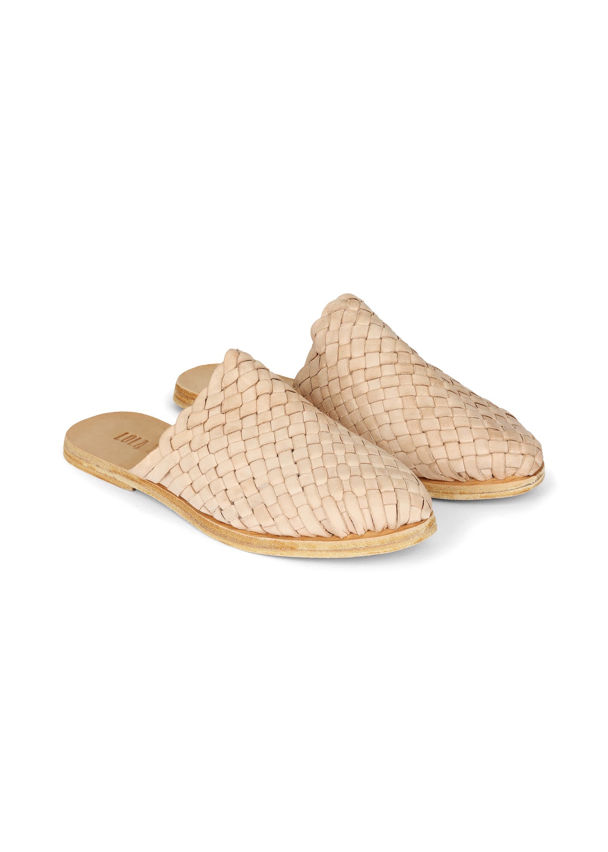 Hand Woven Leather Slides Cream