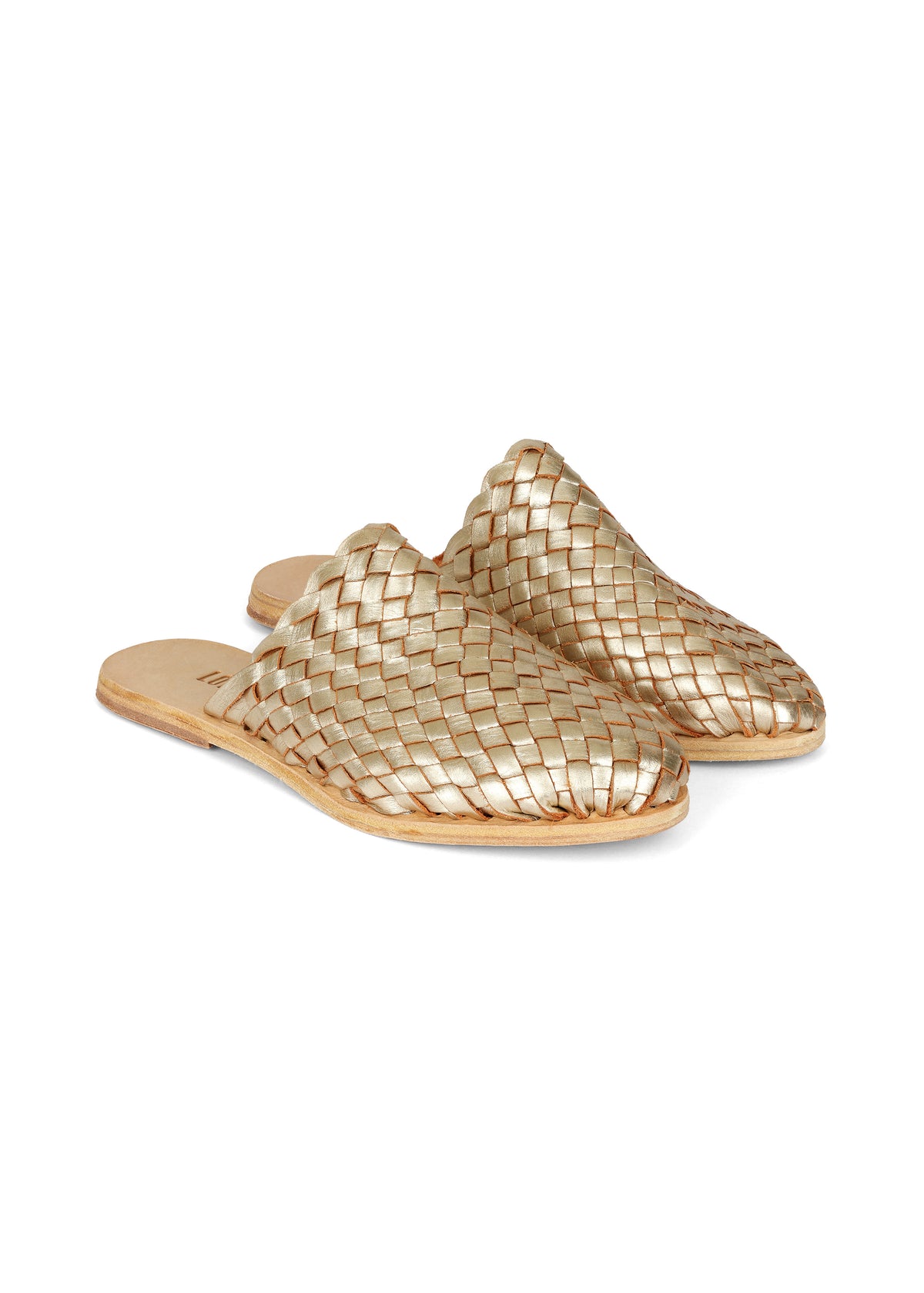 The Luisa Leather Slides Gold