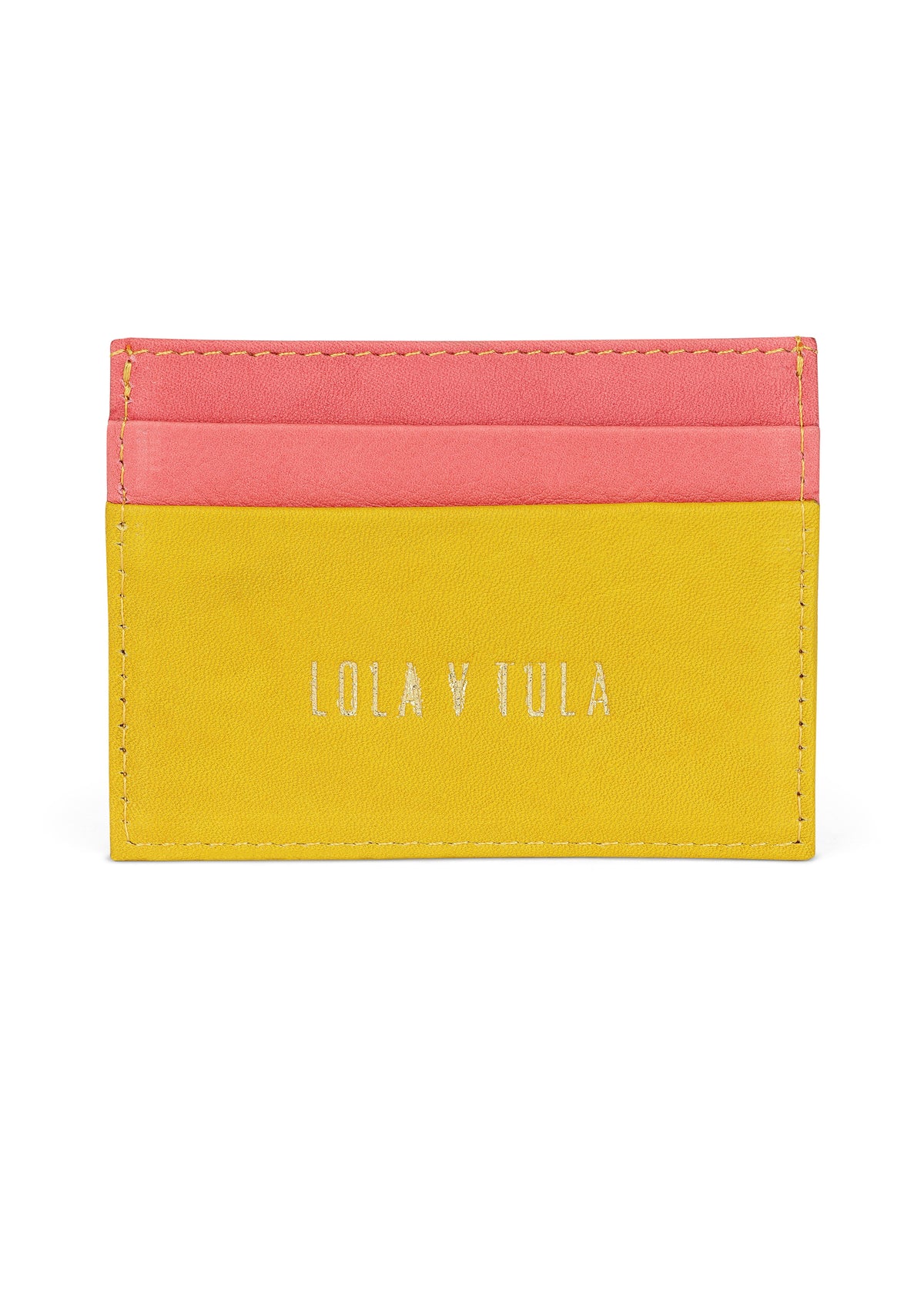 Jaguar Leather Card Holder Wallet Yellow and Pink