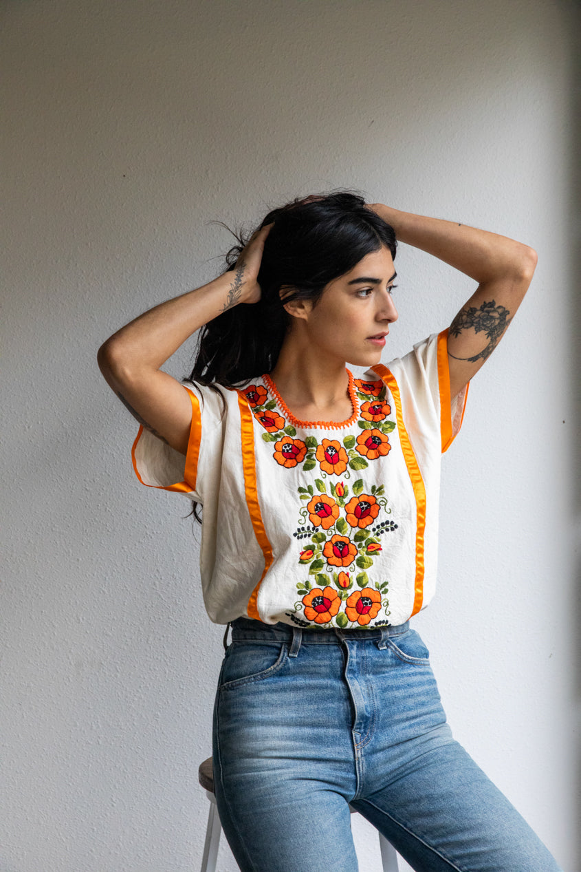 Flor Boho Blouse // Tangerine