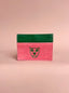 JAGUAR LEATHER CARD HOLDER WALLET // PINK + GREEN