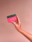 JAGUAR LEATHER CARD HOLDER WALLET // PINK + GREEN