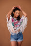 FLORAL CROSS STITCH PONCHO // PINK PEACOCK