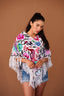 FLORAL CROSS STITCH PONCHO // PINK PEACOCK