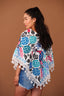 FLORAL CROSSSTITCH PONCHO // BLUE PEACOCK