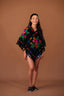 FLORAL BLACK PONCHO