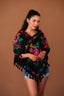 FLORAL BLACK PONCHO