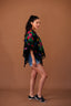 FLORAL BLACK PONCHO