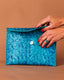 PALM CLUTCH / TURQUOISE