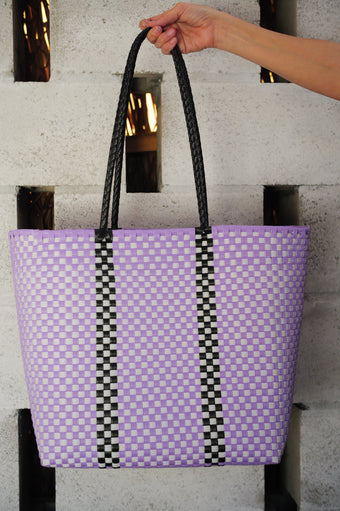 Mexican Market Bag Lilac+White