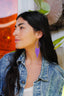 HUICHOL HOOP EARRINGS / ORCHID