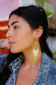 HUICHOL HOOP EARRINGS / WHITE + GOLD