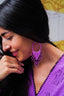 HUICHOL HOOP EARRINGS / LILAC + BLACK