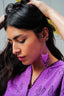 HUICHOL HOOP EARRINGS / LILAC + BLACK