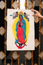 HAND PAINTED VIRGIN DE GUADALUPE / TURQUESA EN BLANCO