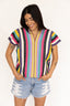 RAINBOW STRIPE V-NECK