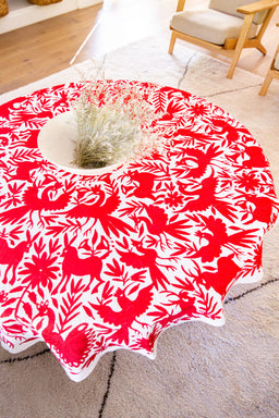 Red Otomi Tapestry Round Tablecloth