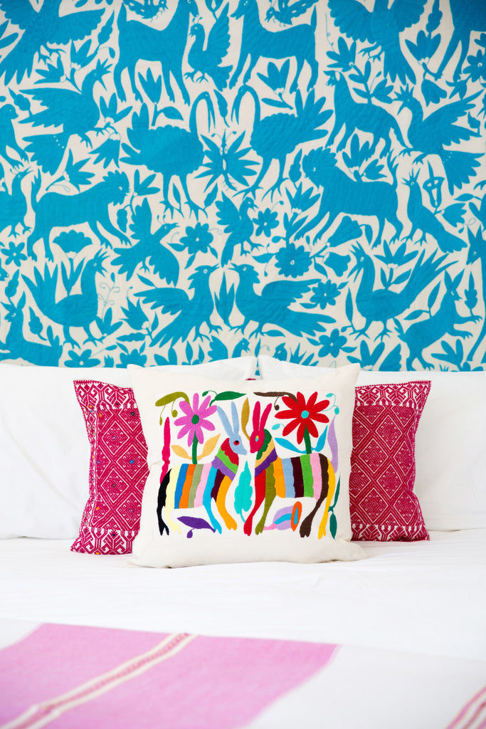 TURQUOISE OTOMI TAPESTRY / TABLECLOTH