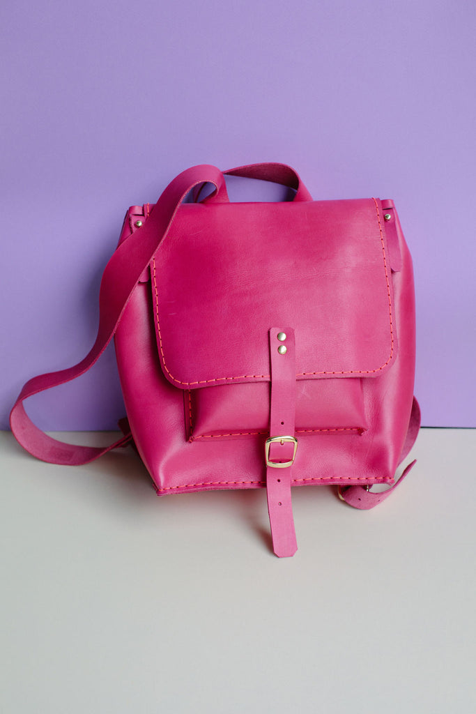 ISA LEATHER BACKPACK // HOT PINK