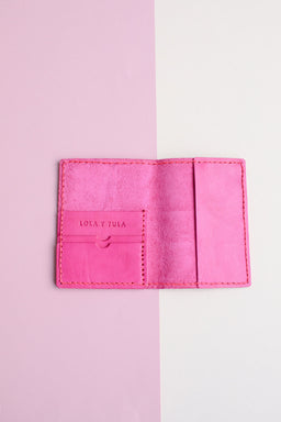 Leather Passport Case Hot Pink