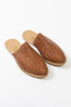 HAND WOVEN LEATHER SLIDES // CAMEL